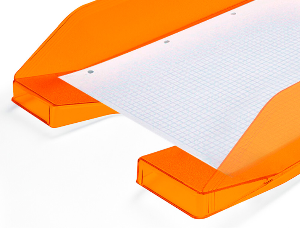 CORBEILLE À COURRIER Q-CONNECTPOLYPROPYLÈNE DOCUMENTS A4+ 240X320MM EMPILABLE 350X255X65MM COLORIS ORANGE TRANSPARENT