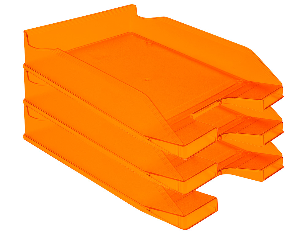 CORBEILLE À COURRIER Q-CONNECTPOLYPROPYLÈNE DOCUMENTS A4+ 240X320MM EMPILABLE 350X255X65MM COLORIS ORANGE TRANSPARENT