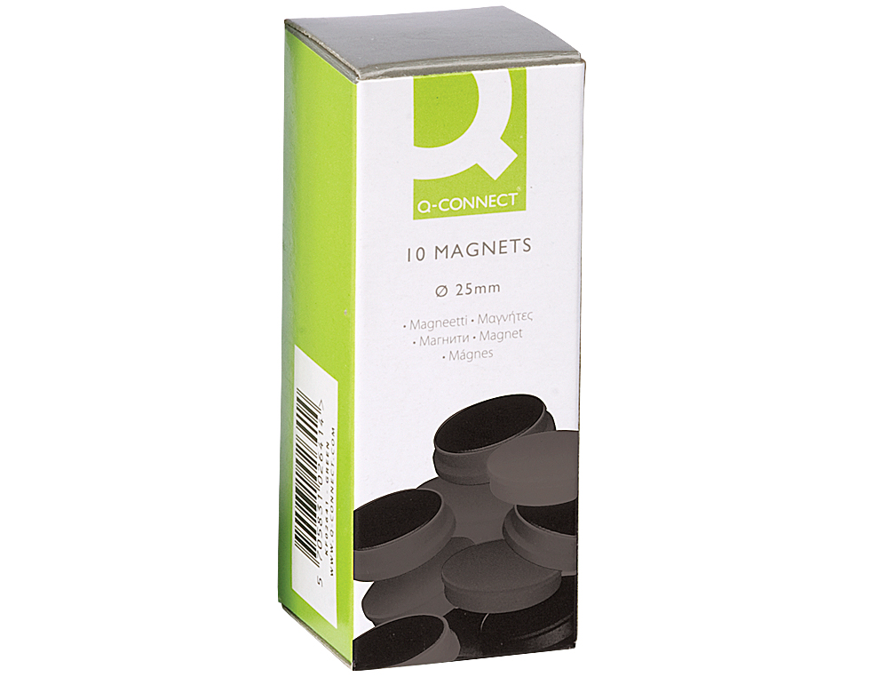 AIMANT Q-CONNECT DIAMÈTRE 25MM AFFICHAGE SIGNALISATION TOUTES SURFACES MÉTALLIQUES COLORIS NOIR BOÎTE 10 UNITÉS