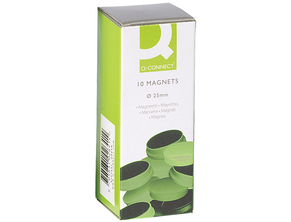 AIMANT Q-CONNECT DIAMÈTRE 25MM AFFICHAGE SIGNALISATION TOUTES SURFACES MÉTALLIQUES COLORIS VERT BOÎTE 10 UNITÉS