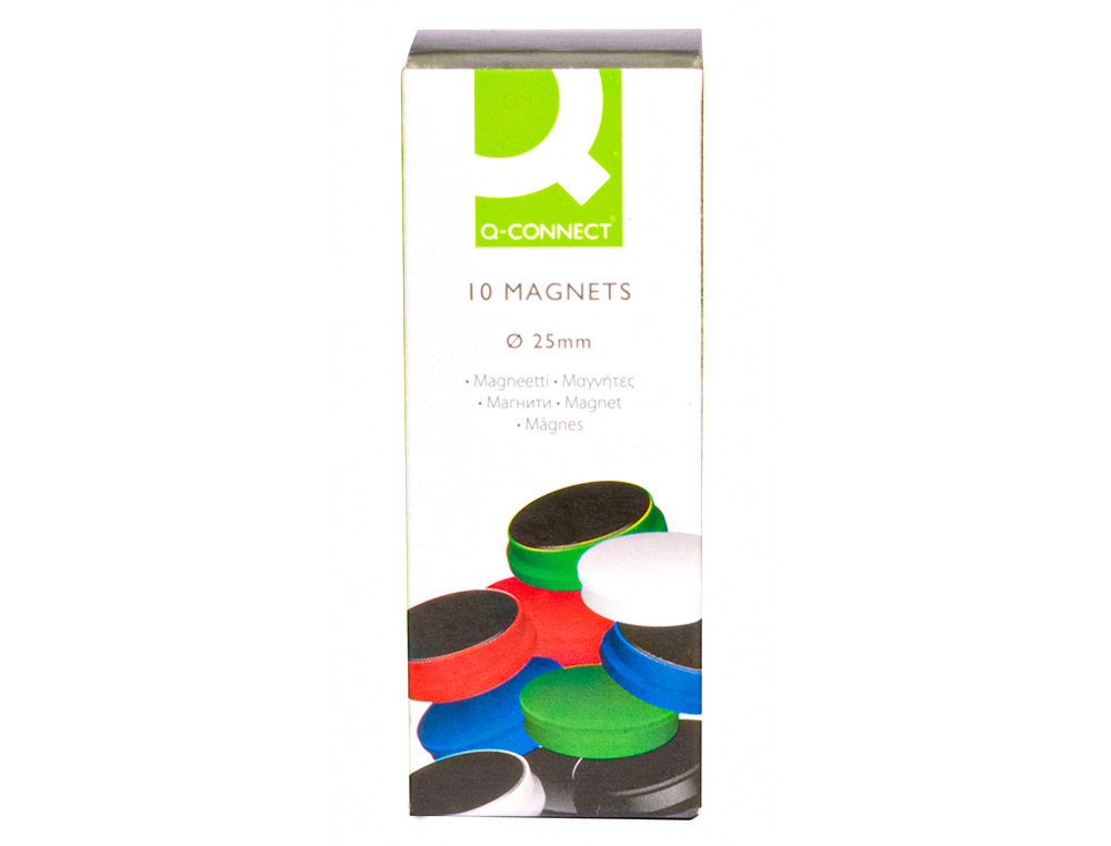 AIMANT Q-CONNECT DIAMÈTRE 25MM AFFICHAGE SIGNALISATION TOUTES SURFACES MÉTALLIQUES COLORIS ASSORTIS BOÎTE 10 UNITÉS