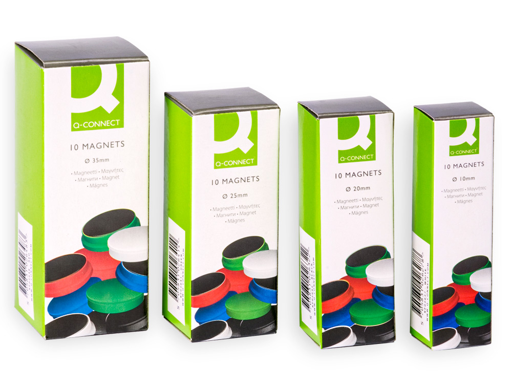 AIMANT Q-CONNECT DIAMÈTRE 25MM AFFICHAGE SIGNALISATION TOUTES SURFACES MÉTALLIQUES COLORIS ASSORTIS BOÎTE 10 UNITÉS