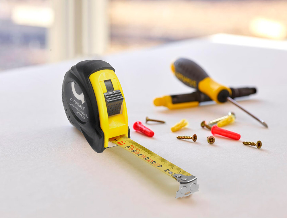 MTRE ENROULEUR Q-CONNECT CAOUTCHOUC FREIN MATRIEL ANTICHOC LARGEUR 19MM LONGUEUR 5M