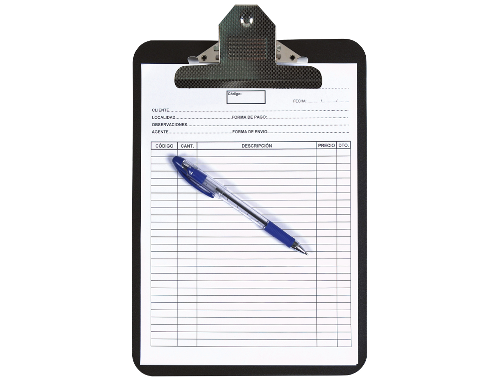 PORTE-BLOC Q-CONNECT POLYPROPYLNE PAISSEUR 4MM A4 210X29  7MM PINCE MTALLIQUE COLORIS NOIR