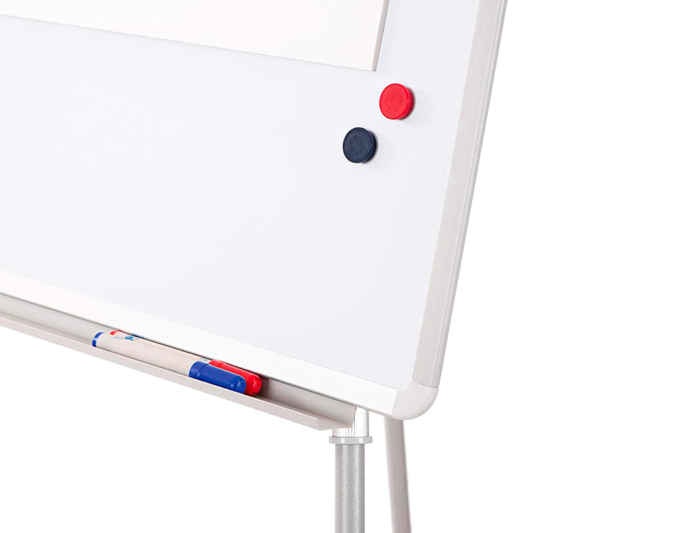 CHEVALET CONFÉRENCE Q-CONNECT TABLEAU MAGNÉTIQUE 85X60CM CADRE PLASTIQUE PINCE BLOC PAPIER AUGET PORTE-MARQUEURS
