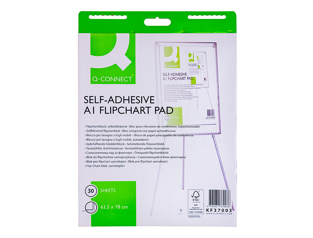 BLOC CONFRENCE Q-CONNECT 63.5X83CM REPOSITIONNABLE BANDE SUPRIEURE ADHSIVE 30F PAPIER 70G/M2