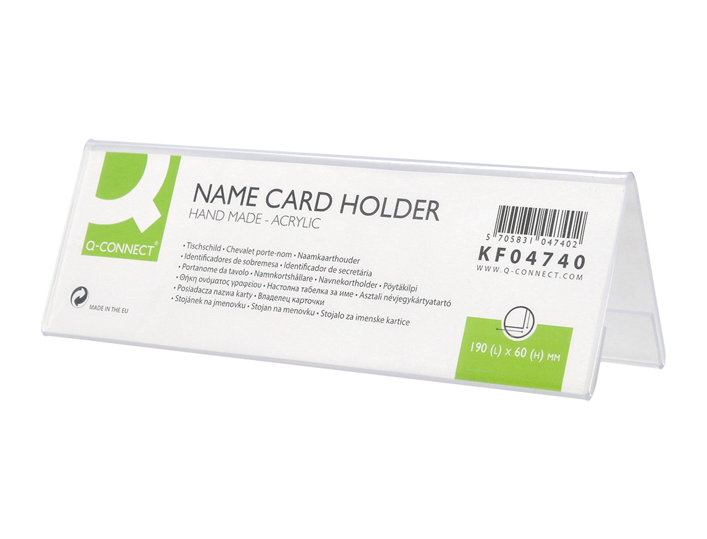 CHEVALET Q-CONNECT PORTE-NOMS MÉTHACRYLATE IDÉAL SYSTÈME IDENTIFICATION 190X60MM