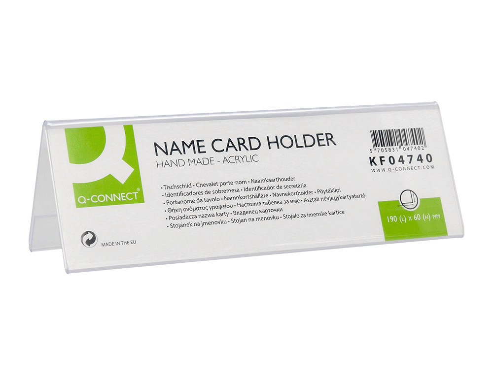 CHEVALET Q-CONNECT PORTE-NOMS MÉTHACRYLATE IDÉAL SYSTÈME IDENTIFICATION 190X60MM