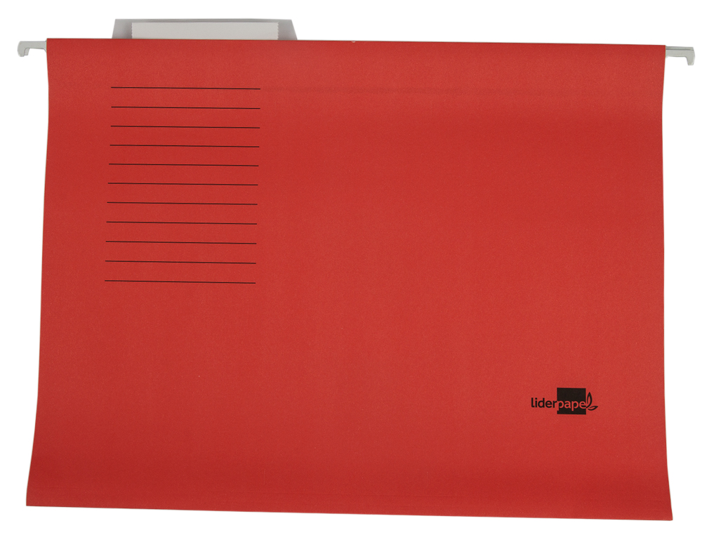 DOSSIER SUSPENDU LIDERPAPEL PAPIER CARTONNÉ KRAFT 250G A4 TIROIR VISEUR SUPÉRIEUR FOND V BAGUETTE MÉTALLIQUE ROUGE