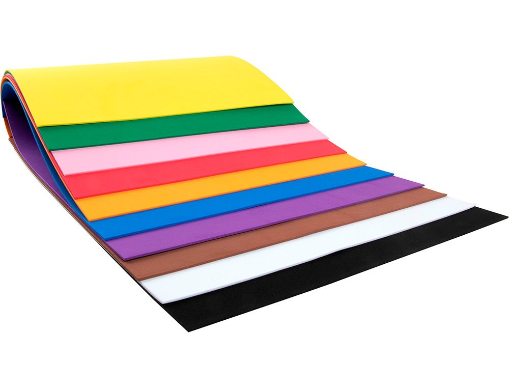 FEUILLE MOUSSE LIDERPAPEL A4+ 240X315MM 60G/M2 ÉPAISSEUR 1.5MM COLORIS ASSORTIS BLOC 10 FEUILLES