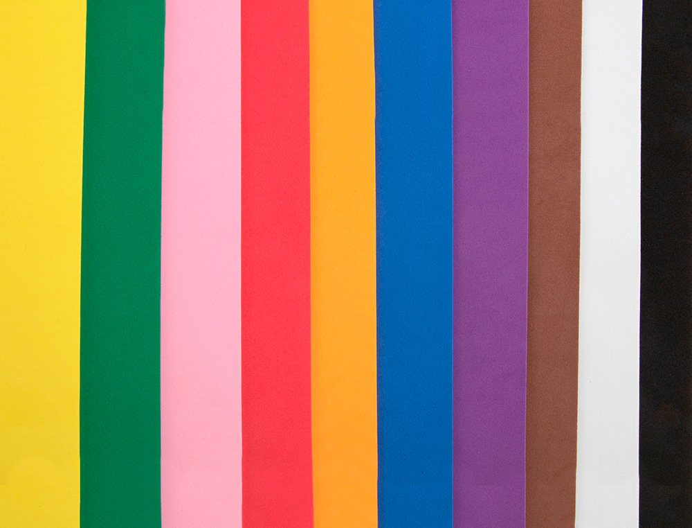 FEUILLE MOUSSE LIDERPAPEL A4+ 240X315MM 60G/M2 ÉPAISSEUR 1.5MM COLORIS ASSORTIS BLOC 10 FEUILLES