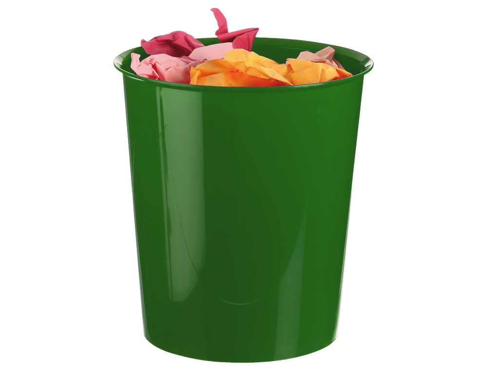 CORBEILLE  PAPIER Q-CONNECT PLASTIQUE RSISTANT 16L 310X290MM COLORIS VERT OPAQUE