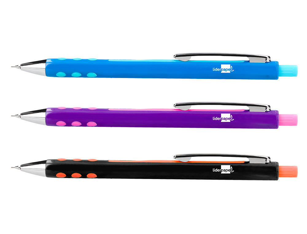 PORTE-MINE LIDERPAPEL PLASTIQUE 0.5MM CORPS PLASTIQUE GRIP CAOUTCHOUC MINES INCLUSES COLORIS ASSORTIS