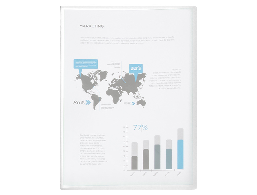 PROTÈGE-DOCUMENTS LIDERPAPEL POLYPROPYLÈNE COUVERTURE FLEXIBLE 20 POCHETTES FIXES A4 210X297MM TRANSPARENT