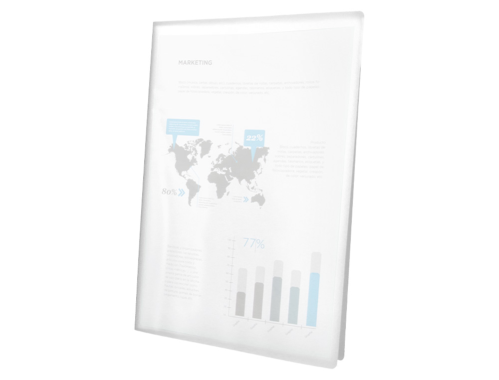 PROTÈGE-DOCUMENTS LIDERPAPEL POLYPROPYLÈNE COUVERTURE FLEXIBLE 20 POCHETTES FIXES A4 210X297MM TRANSPARENT