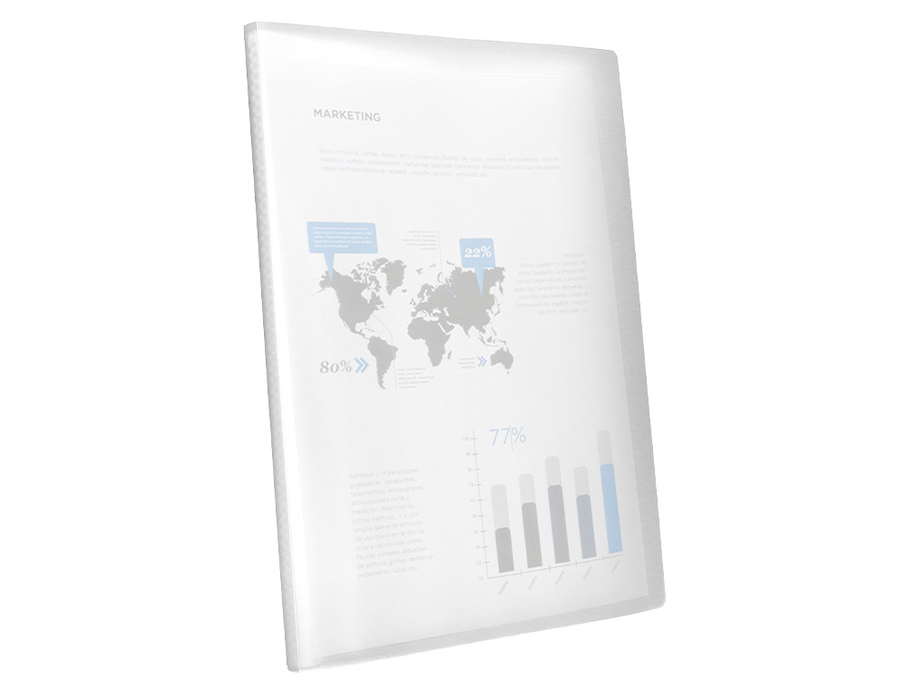 PROTÈGE-DOCUMENTS LIDERPAPEL POLYPROPYLÈNE COUVERTURE FLEXIBLE 20 POCHETTES FIXES A4 210X297MM TRANSPARENT