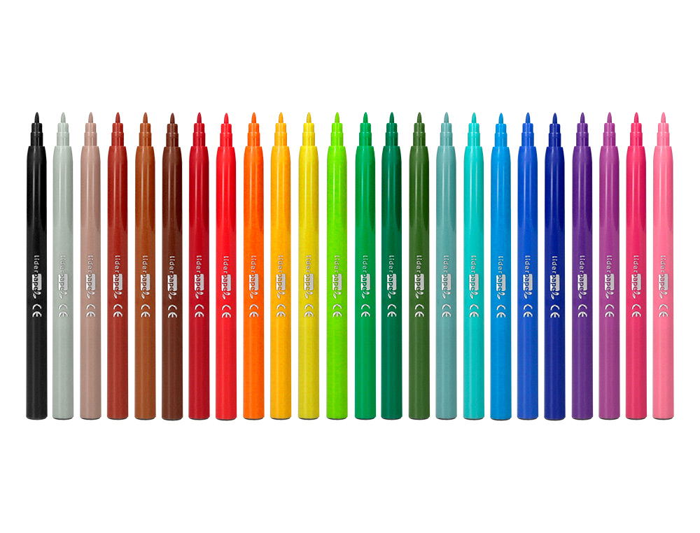 FEUTRE COLORIAGE LIDERPAPEL SLIM LONGUEUR ÉCRITURE 800M POINTE NYLON 2MM DIAMÈTRE ÉTUI CARTON 24 UNITÉS