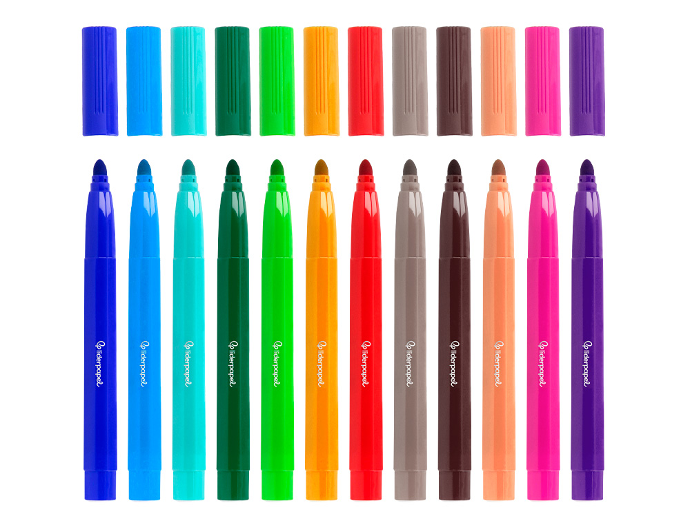 FEUTRE COLORIAGE LIDERPAPEL JUMBO LONGUEUR ÉCRITURE 800M POINTE NYLON 5MM DIAMÈTRE ÉTUI PLASTIQUE 12 UNITÉS