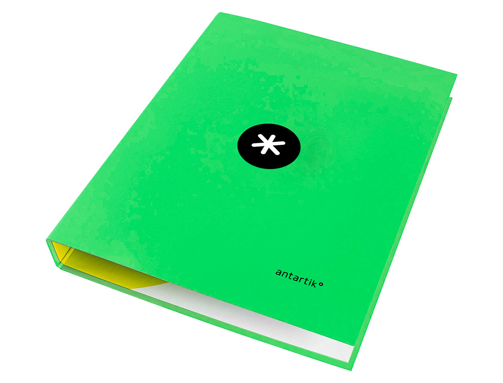 CLASSEUR ANTARTIK 4 ANNEAUX RONDS 25MM A4 CARTON REMBORDE COLORIS VERT