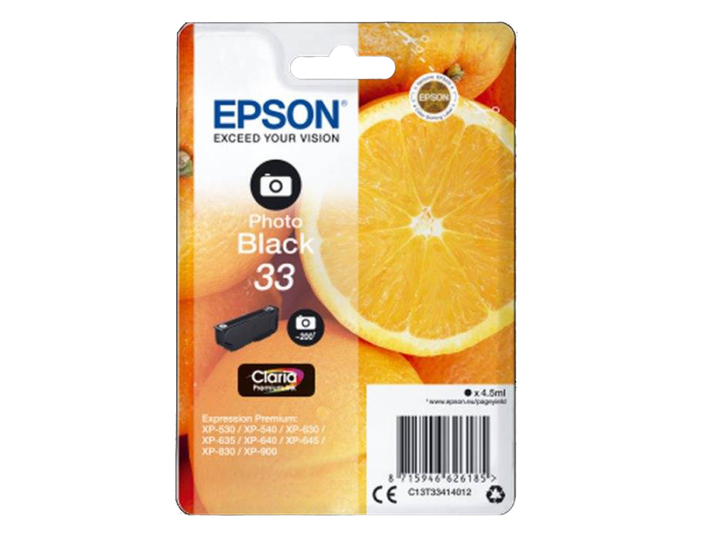 CARTOUCHE JET D'ENCRE EPSON 33 EXPRESSION XP-635 / 830 / XP-530 / 540 / 630 / 635 / 640 / 645 / 830 / 900 NOIR