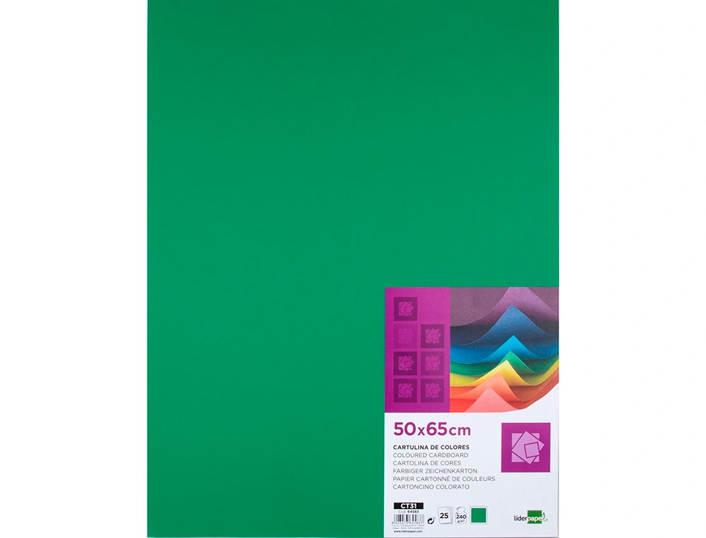 PAPIER CARTONNE LIDERPAPEL 50X65CM 240GR COLORIS VERT    NOEL PAQUET 25 FEUILLES