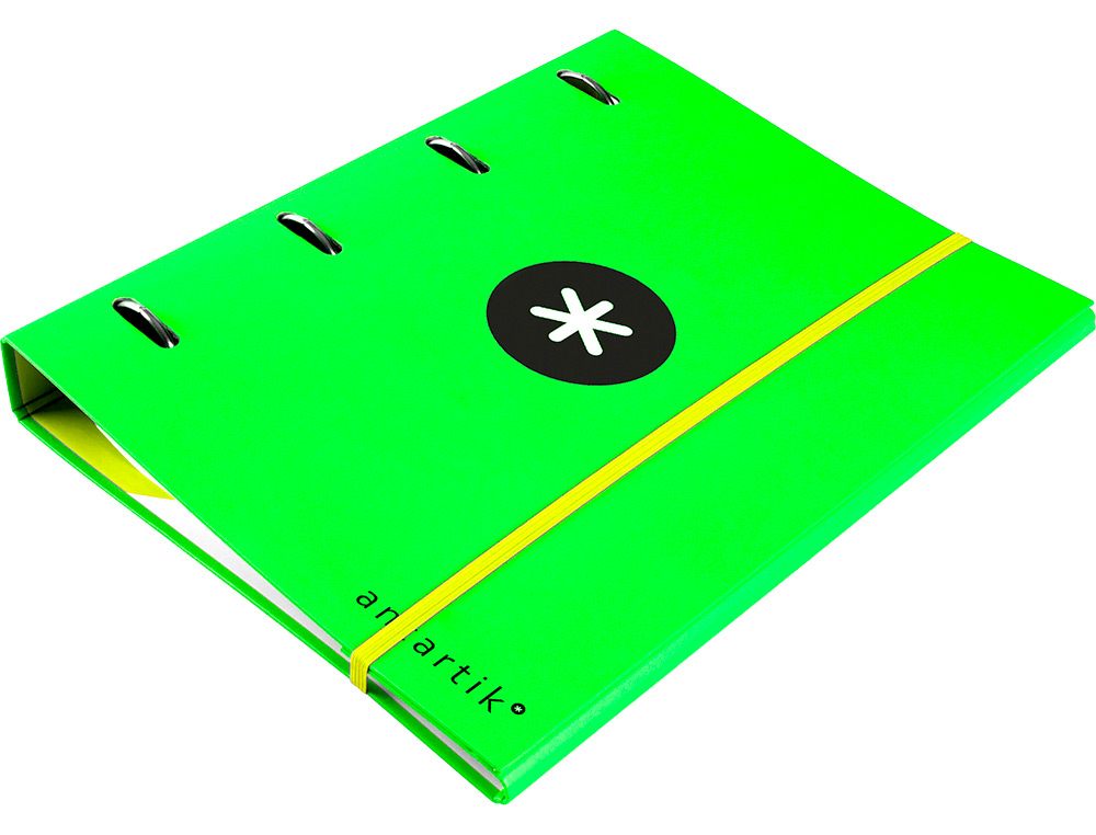CLASSEUR ANTARTIK 4 ANNEAUX RONDS 40MM A4 CARTON REMBORDE FEUILLETS MOBILES QUADRILLAGE 5MM COLORIS VERT