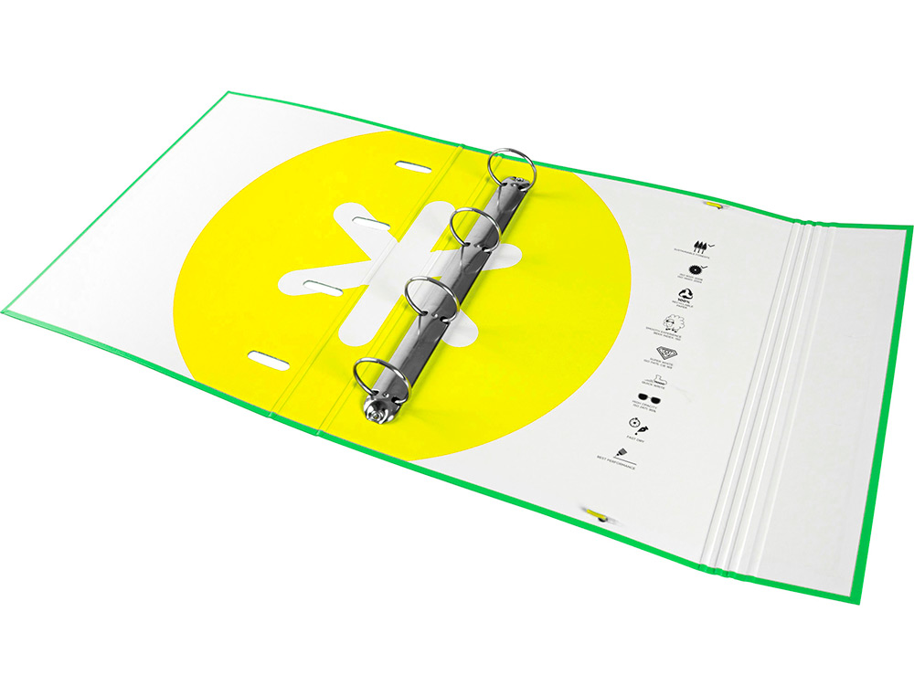 CLASSEUR ANTARTIK 4 ANNEAUX RONDS 40MM A4 CARTON REMBORDE FEUILLETS MOBILES QUADRILLAGE 5MM COLORIS VERT