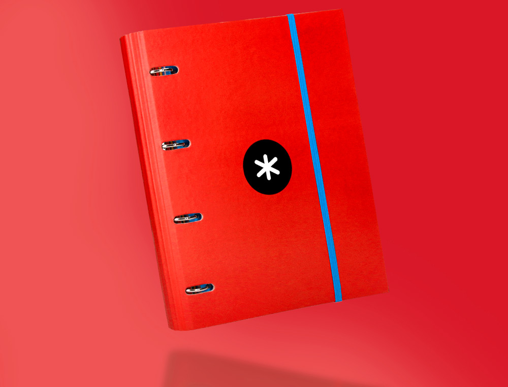 CLASSEUR ANTARTIK 4 ANNEAUX RONDS 40MM A4 CARTON REMBORDE FEUILLETS MOBILES QUADRILLAGE 5MM COLORIS ROUGE