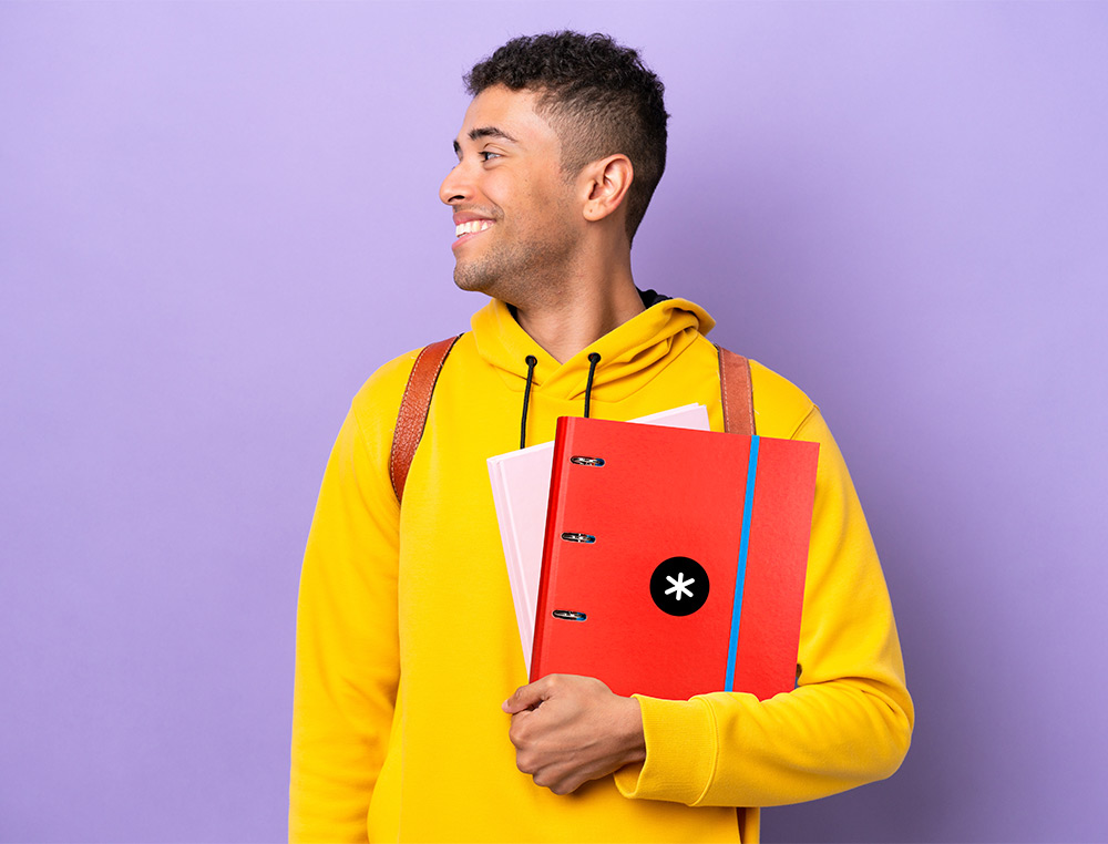 CLASSEUR ANTARTIK 4 ANNEAUX RONDS 40MM A4 CARTON REMBORDE FEUILLETS MOBILES QUADRILLAGE 5MM COLORIS ROUGE