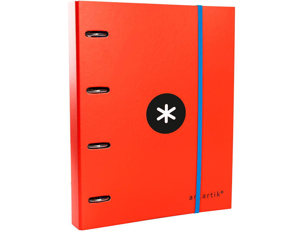 CLASSEUR ANTARTIK 4 ANNEAUX RONDS 40MM A4 CARTON REMBORDE FEUILLETS MOBILES QUADRILLAGE 5MM COLORIS ROUGE