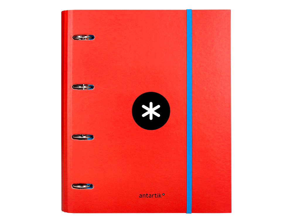 CLASSEUR ANTARTIK 4 ANNEAUX RONDS 40MM A4 CARTON REMBORDE FEUILLETS MOBILES QUADRILLAGE 5MM COLORIS ROUGE