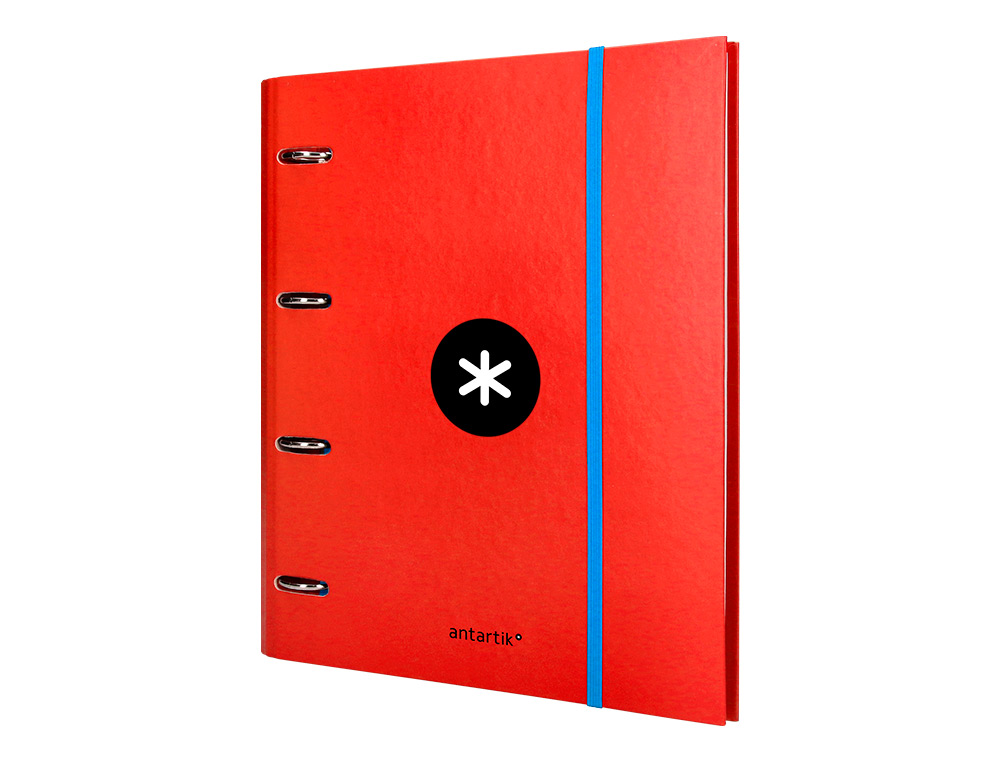 CLASSEUR ANTARTIK 4 ANNEAUX RONDS 40MM A4 CARTON REMBORDE FEUILLETS MOBILES QUADRILLAGE 5MM COLORIS ROUGE