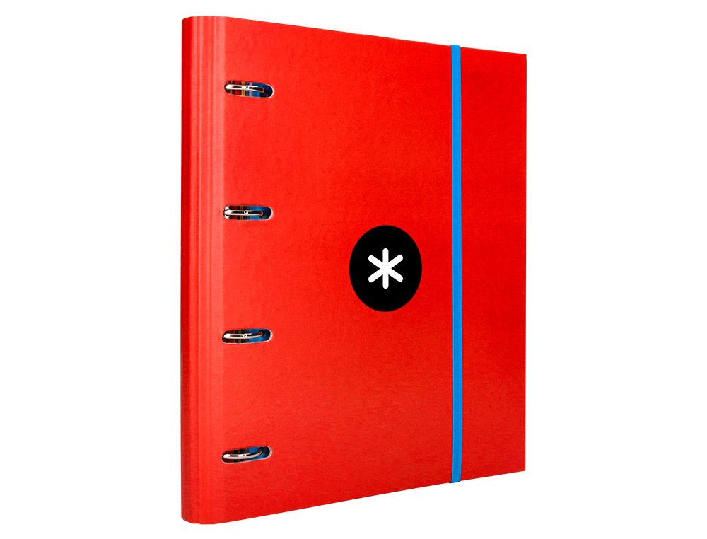 CLASSEUR ANTARTIK 4 ANNEAUX RONDS 40MM A4 CARTON REMBORDE FEUILLETS MOBILES QUADRILLAGE 5MM COLORIS ROUGE