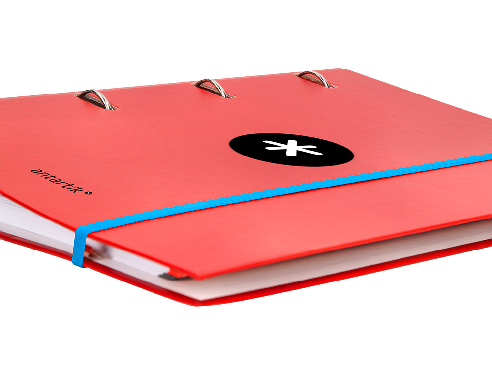 CLASSEUR ANTARTIK 4 ANNEAUX RONDS 40MM A4 CARTON REMBORDE FEUILLETS MOBILES QUADRILLAGE 5MM COLORIS ROUGE