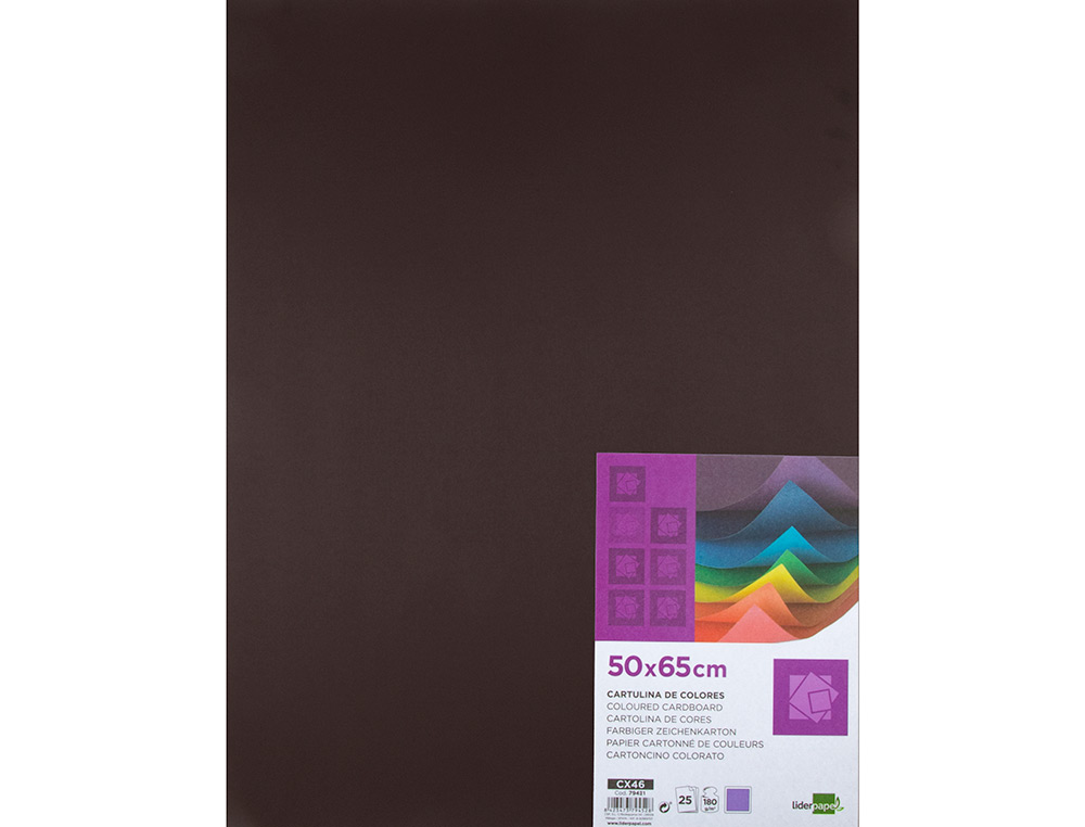 PAPIER CARTONNE LIDERPAPEL 50X65CM 180GR COLORIS MARRON PAQUET 25 FEUILLES