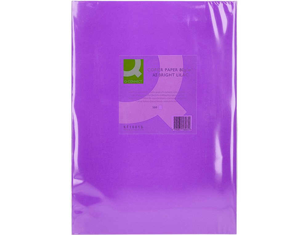 PAPIER COULEUR Q-CONNECT MULTIFONCTION A3 80G/M2 UNICOLORE LILAS RAMETTE 500 FEUILLES