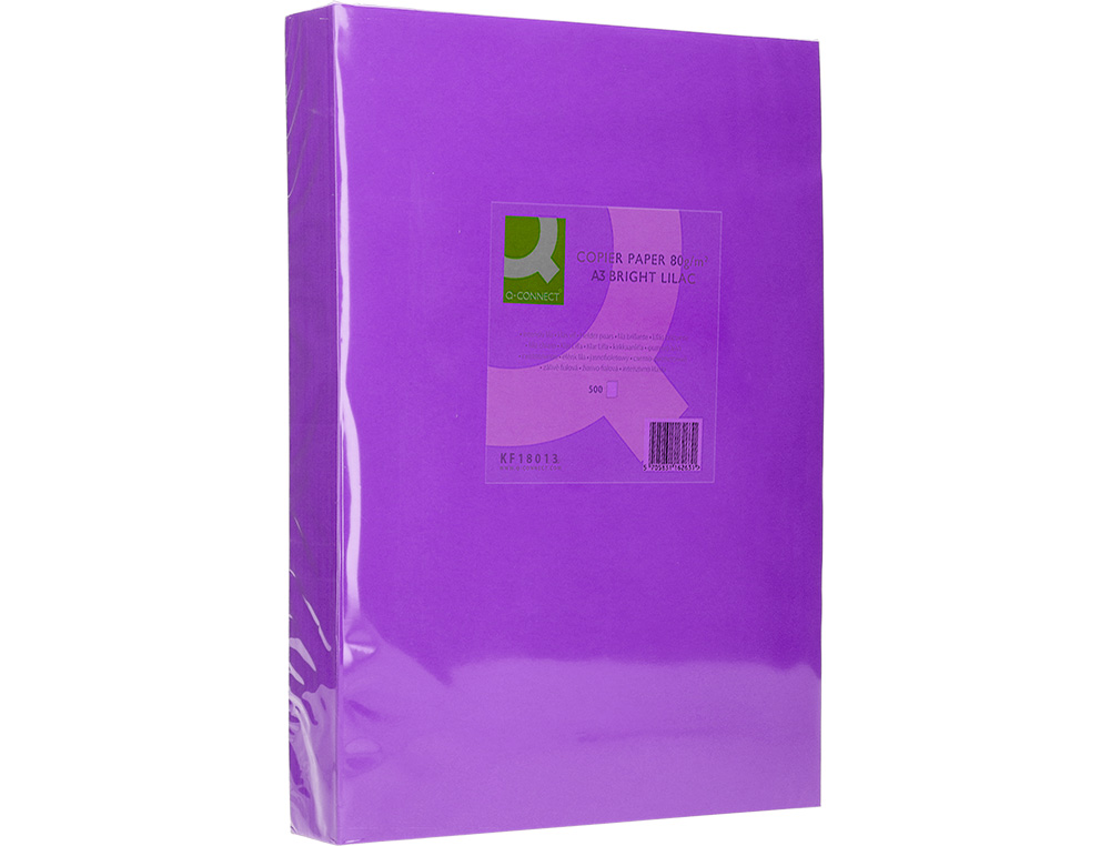 PAPIER COULEUR Q-CONNECT MULTIFONCTION A3 80G/M2 UNICOLORE LILAS RAMETTE 500 FEUILLES