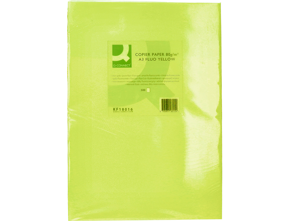 PAPIER COULEUR Q-CONNECT MULTIFONCTION A3 80G/M2 UNICOLORE VERT NÉON RAMETTE 500 FEUILLES
