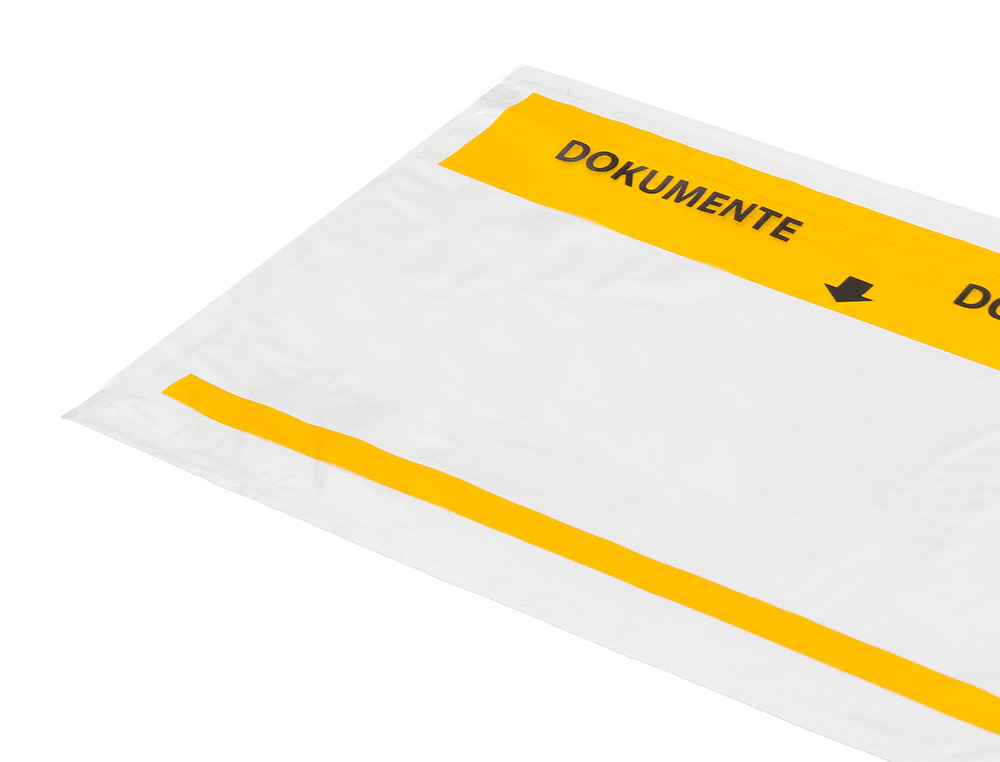 POCHETTE PORTE-DOCUMENTS Q-CONNECT 165X122MM AUTO-ADHESIVE TRANSPARENTE TEXTE FRANCAIS ALLEMAND BOITE 100 UNITES