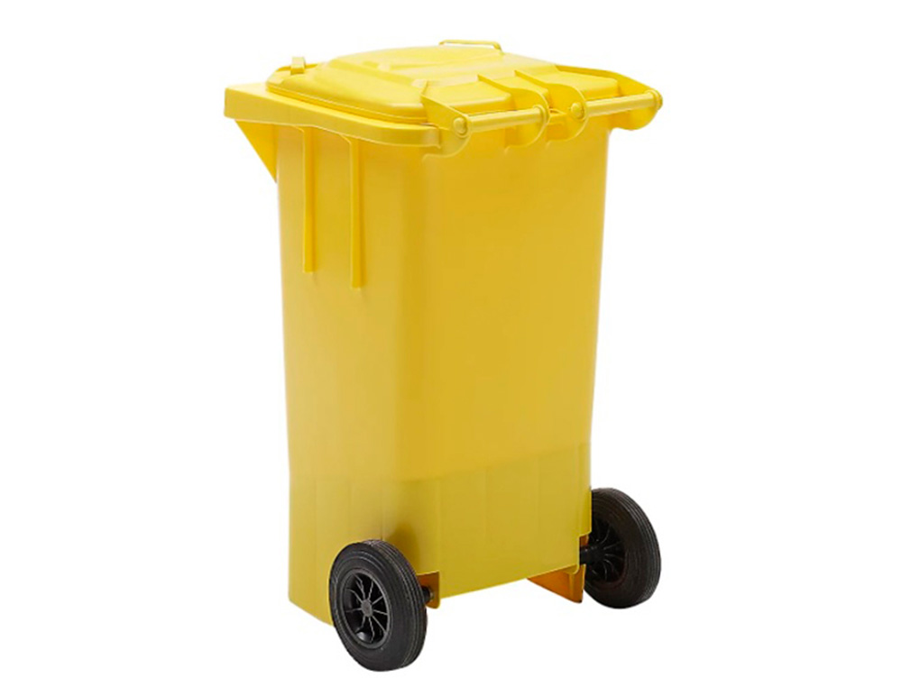 POUBELLE Q-CONNECT CONTENEUR PLASTIQUE COUVERCLE 100L 470X750X370MM PLASTIQUE EMBALLAGES COLORIS JAUNE