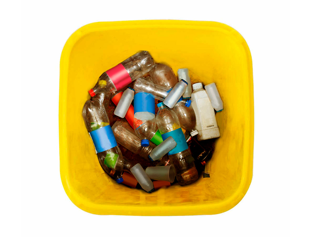 POUBELLE Q-CONNECT CONTENEUR PLASTIQUE COUVERCLE 100L 470X750X370MM PLASTIQUE EMBALLAGES COLORIS JAUNE