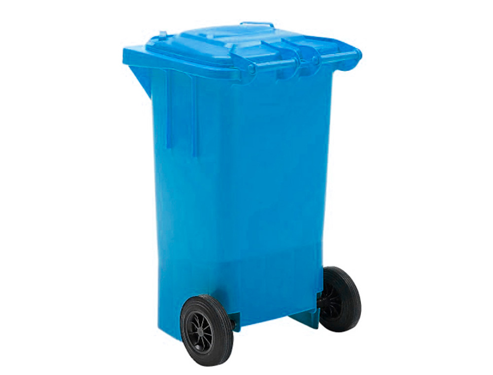 POUBELLE Q-CONNECT CONTENEUR PLASTIQUE COUVERCLE 100L 470X750X370MM PAPIER CARTON COLORIS BLEU