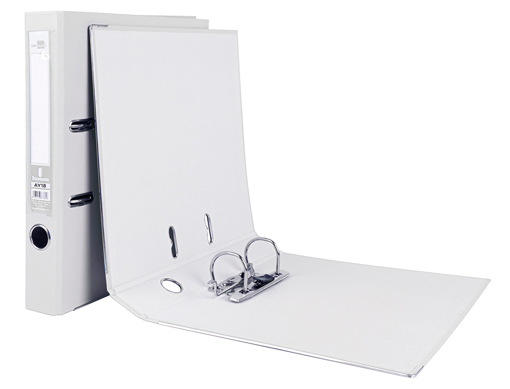 CLASSEUR LEVIER LIDERPAPEL A4 DOCUMENTA CARTON REMBORD 1,9MM DOS 52MM RADO MTALLIQUE COLORIS BLANC