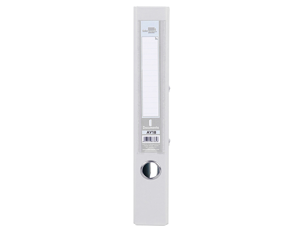 CLASSEUR LEVIER LIDERPAPEL A4 DOCUMENTA CARTON REMBORD 1,9MM DOS 52MM RADO MTALLIQUE COLORIS BLANC