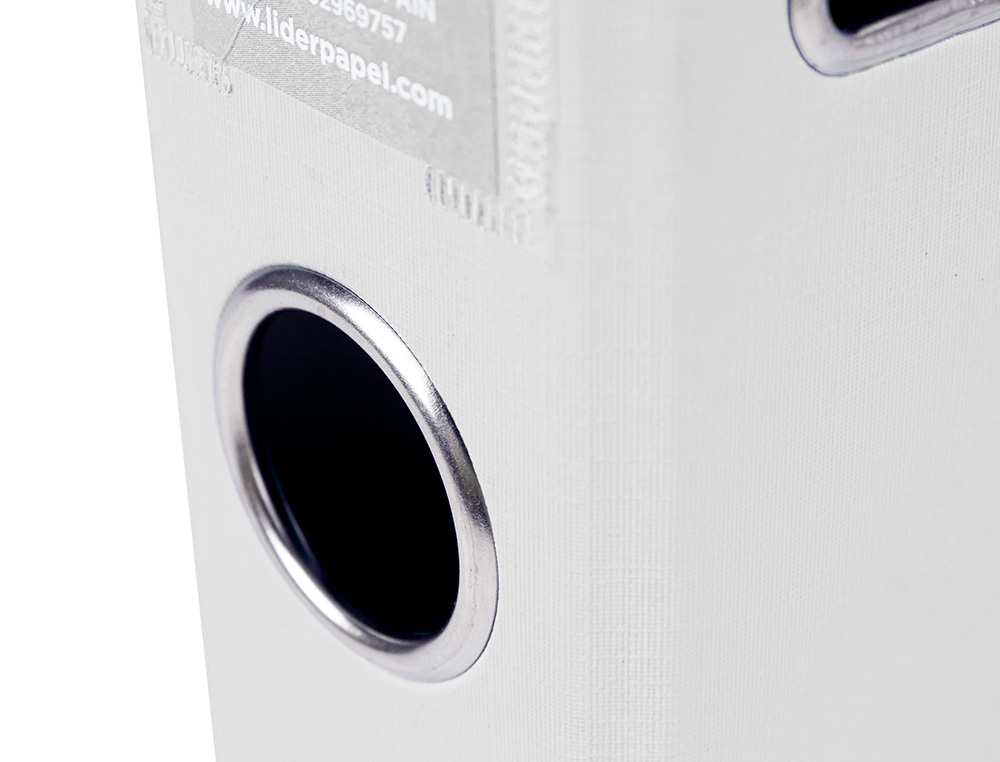 CLASSEUR LEVIER LIDERPAPEL A4 DOCUMENTA CARTON REMBORD 1,9MM DOS 52MM RADO MTALLIQUE COLORIS BLANC