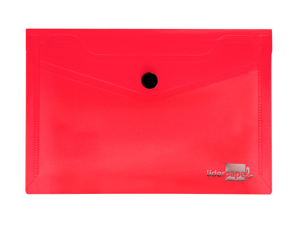 POCHETTE ENVELOPPE LIDERPAPEL POLYPROPYLÈNE 180 MICRONS A6 148X105MM 50F FERMETURE BOUTON TRANSPARENT ROUGE