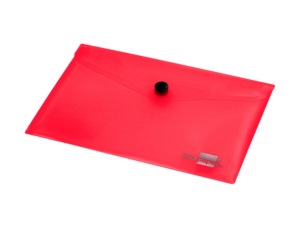 POCHETTE ENVELOPPE LIDERPAPEL POLYPROPYLÈNE 180 MICRONS A6 148X105MM 50F FERMETURE BOUTON TRANSPARENT ROUGE