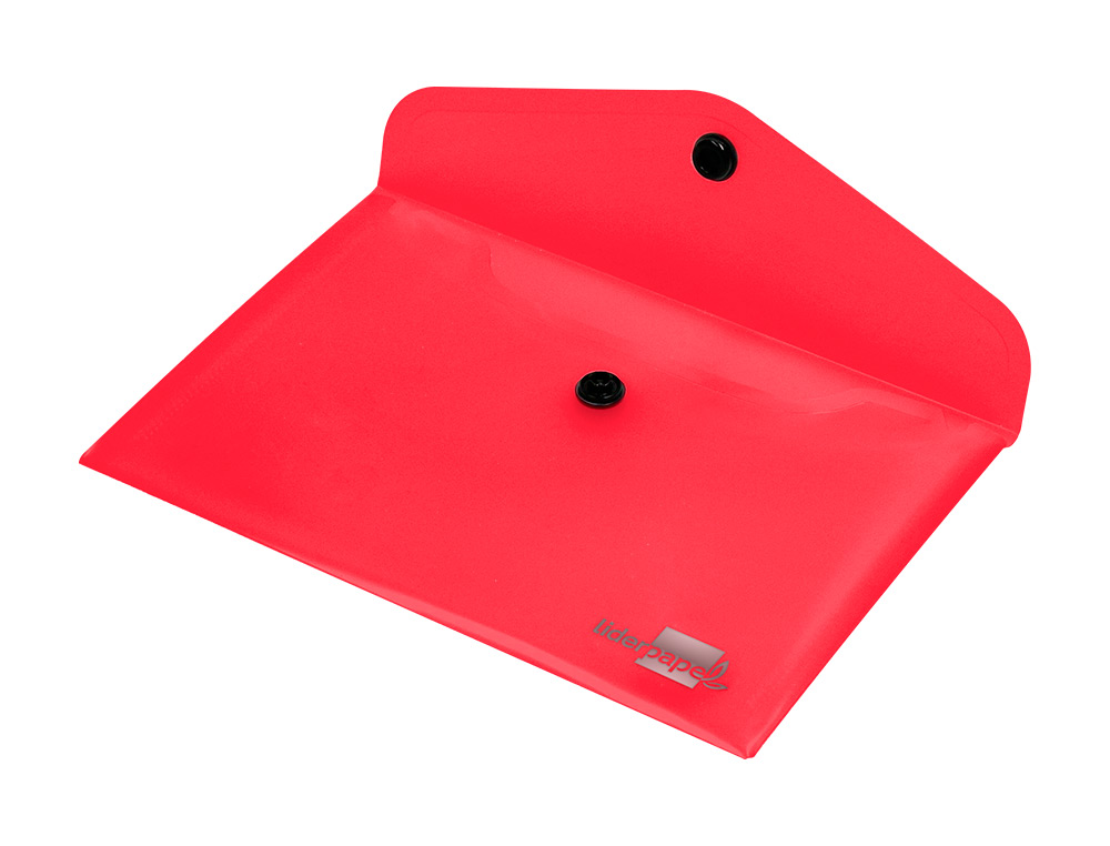 POCHETTE ENVELOPPE LIDERPAPEL POLYPROPYLÈNE 180 MICRONS A6 148X105MM 50F FERMETURE BOUTON TRANSPARENT ROUGE