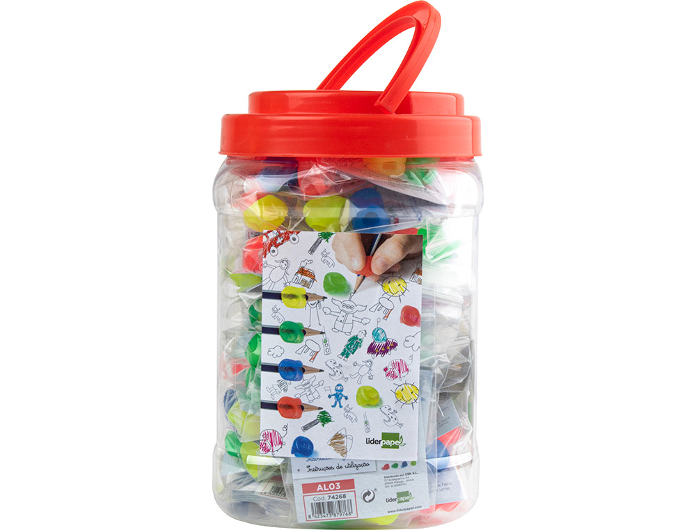 ADAPTATEUR CRAYON LIDERPAPEL PLASTIQUE IDAL APPRENTISSAGE CRITURE GAUCHER/DROITIER COULEUR BLEU ROUGE PAQUET 2 UNITS