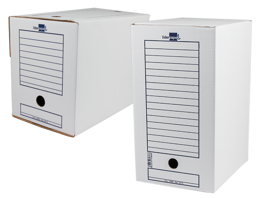 BOITE A ARCHIVES LIDERPAPEL CARTON RECYCLE 325G/M2 DOS    200MM 367X200X251MM COLORIS   BLANC